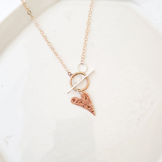 Windswept Heart - One of a Kind Etched Copper Heart Necklace