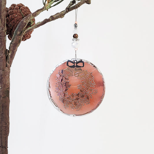 Winter Wreath Silhouette - Copper Holiday Ornament
