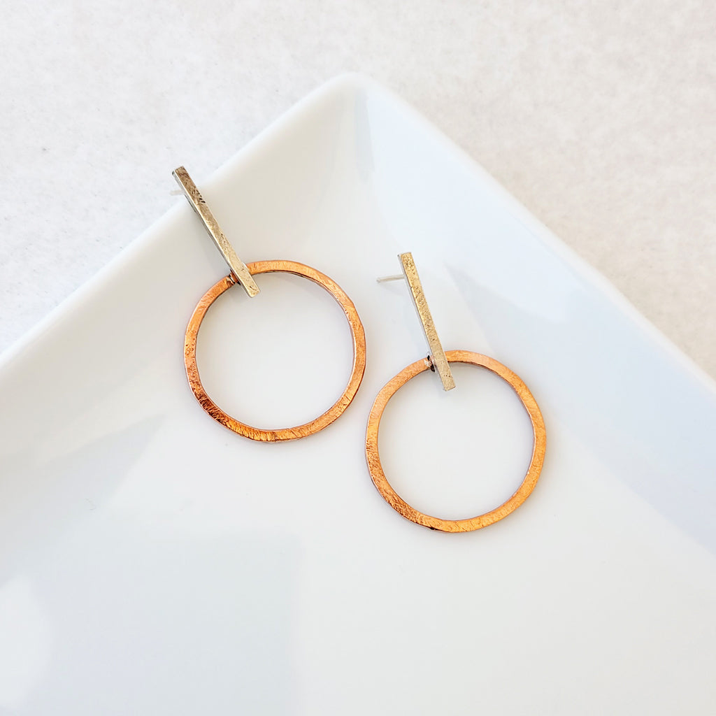 Contempo Circle Drop in Copper, Medium - Post Earrings
