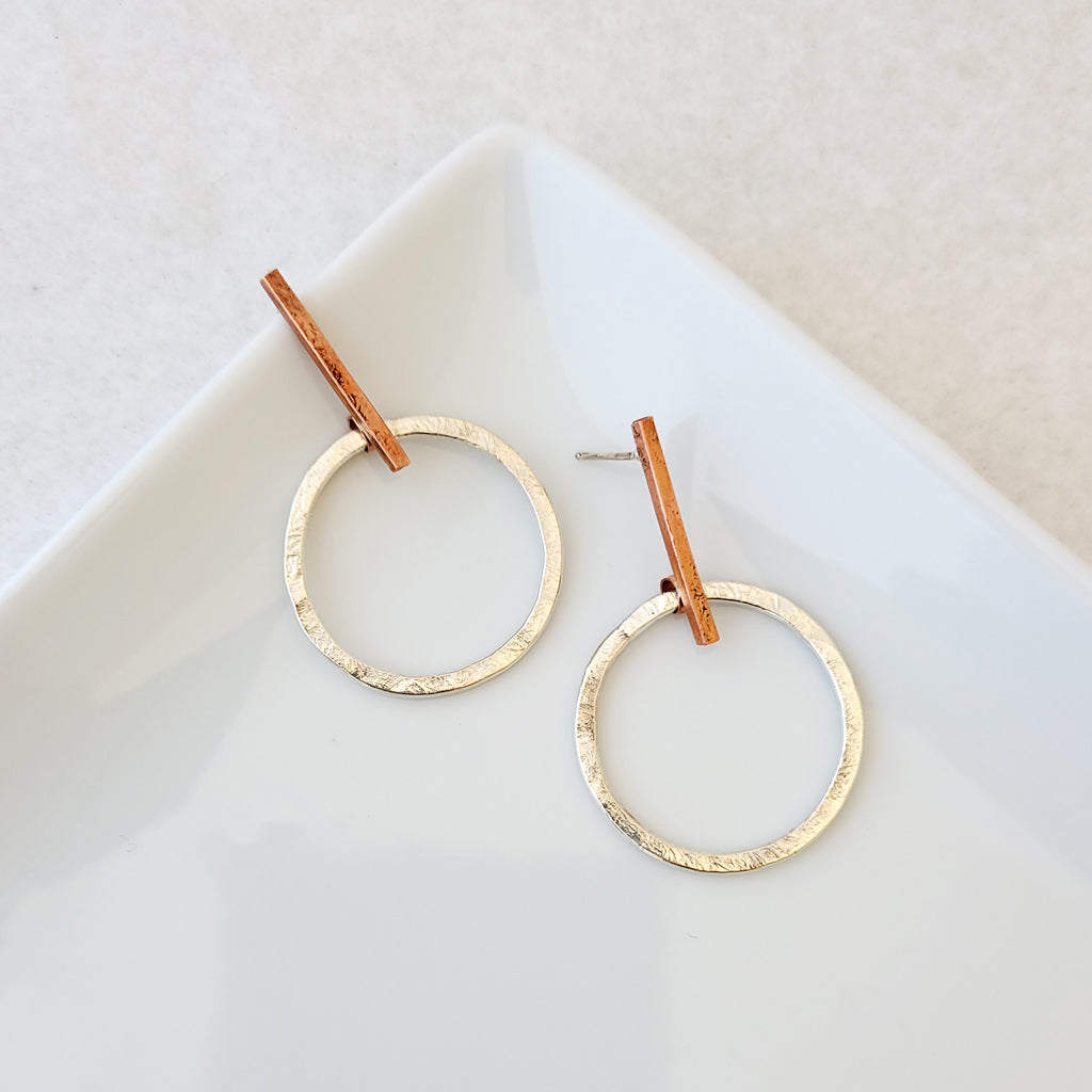 Contempo Circle Drop in Sterling Silver, Medium - Post Earrings