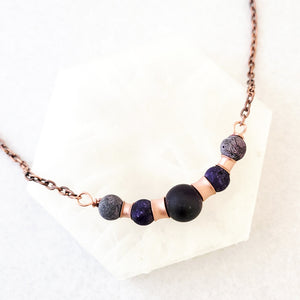 Copper Rolls with Plum Agates - Necklace