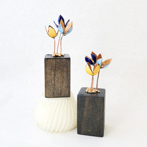 Mini flower bouquet made from enamel on copper.