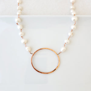 Copper and freshwater pearl necklace