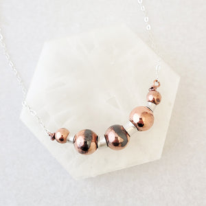 Silver Rolls with Copper Beads - Necklace