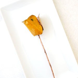 Goldenrod yellow enamel on handmade copper tulip with copper stem