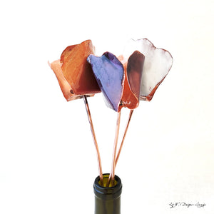 Blush enamel on handmade copper tulip with copper stem